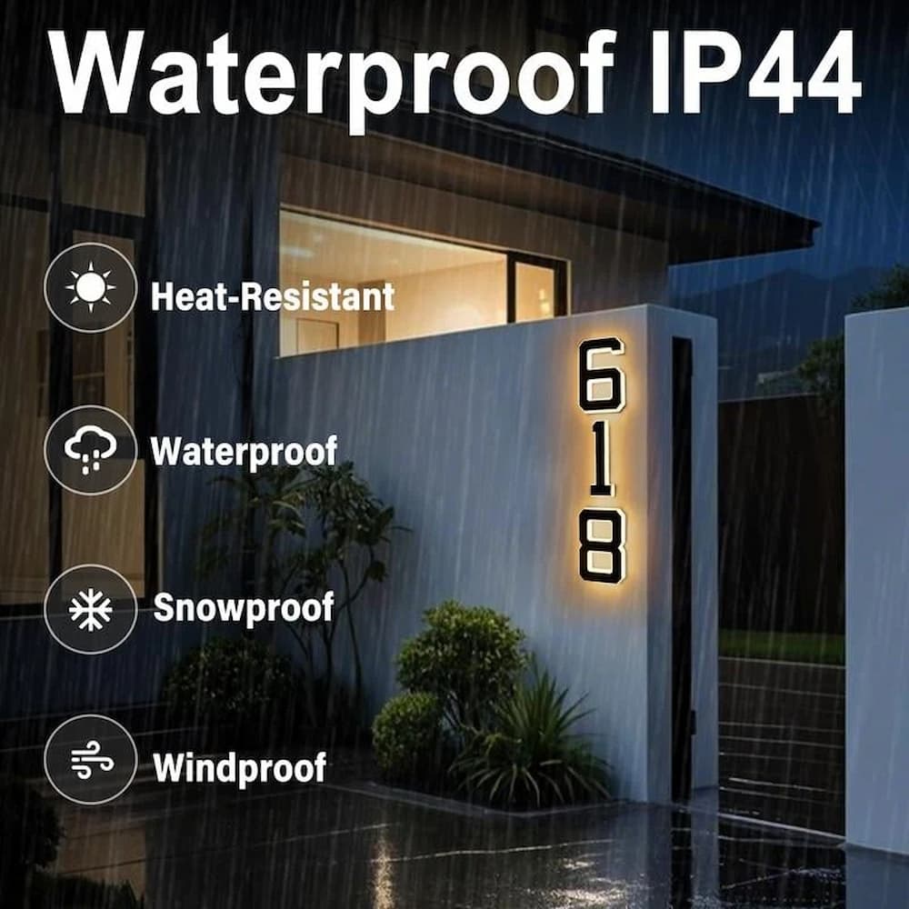Weather-resistant solar house number, providing clear visibility in all conditions.