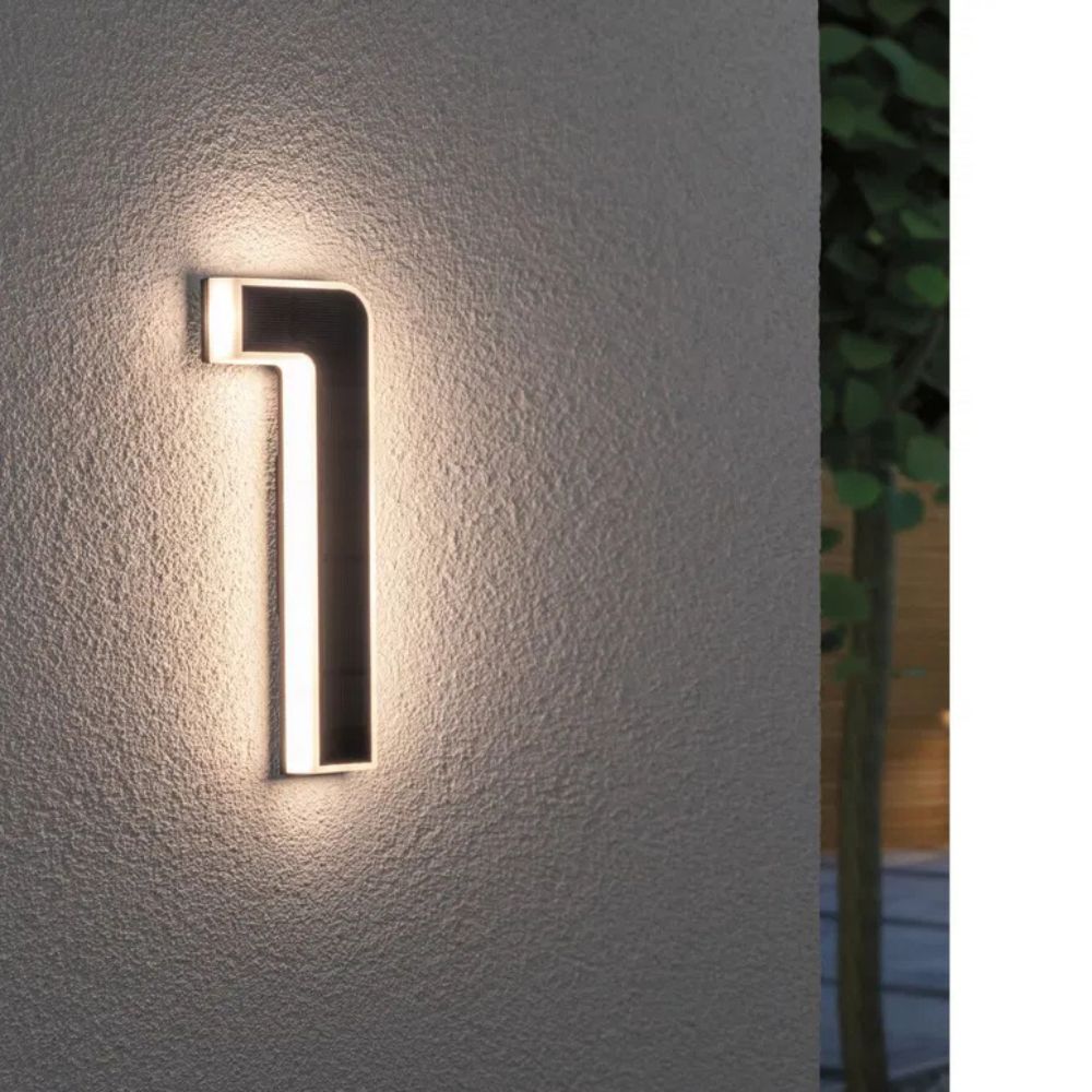 Weather resistant LED address sign, perfect for home exterior lighting.