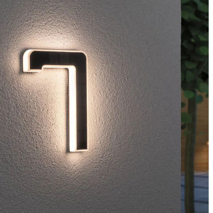 Energy-efficient solar address sign, providing bright, clear visibility.