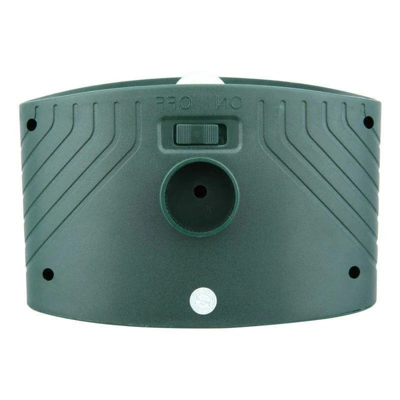 4-pack solar deer repellers protecting gardens. Ultrasonic deterrent, humane pest control for your yard.