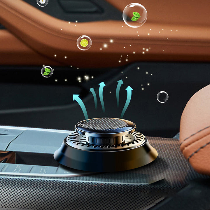 Unisex solar powered car diffuser, rotating, with a pleasant aromatherapy fragrance