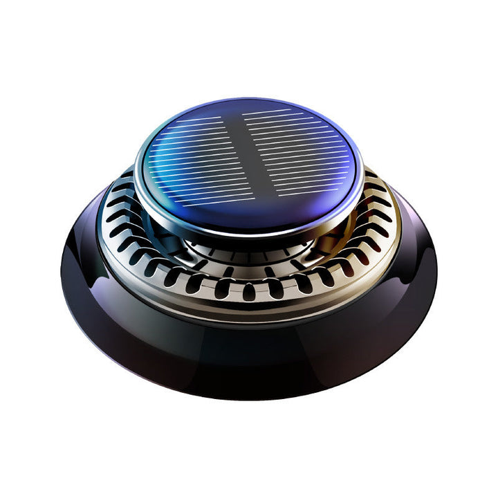 Efficient solar powered car air freshener, rotating for optimal scent distribution