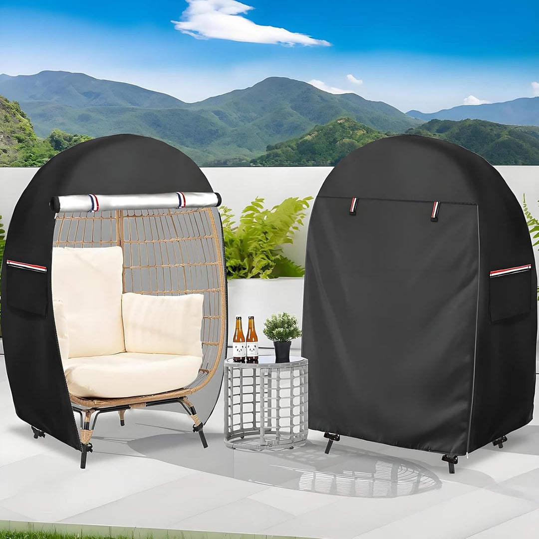Durable outdoor egg chair cover with double zipper, keeps your furniture dry and clean.