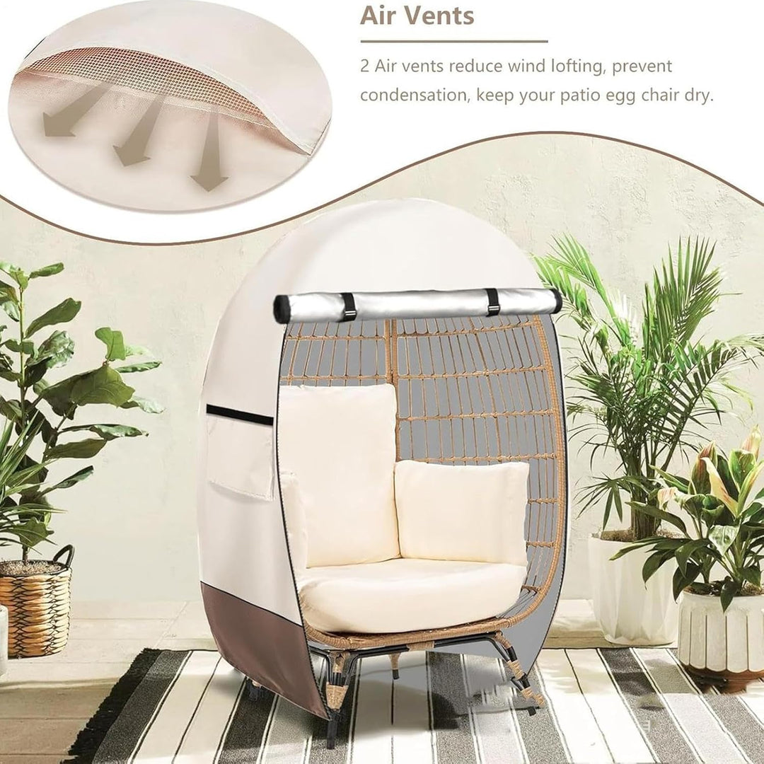 Durable Oxford fabric outdoor egg chair cover, weather resistant with double zipper.