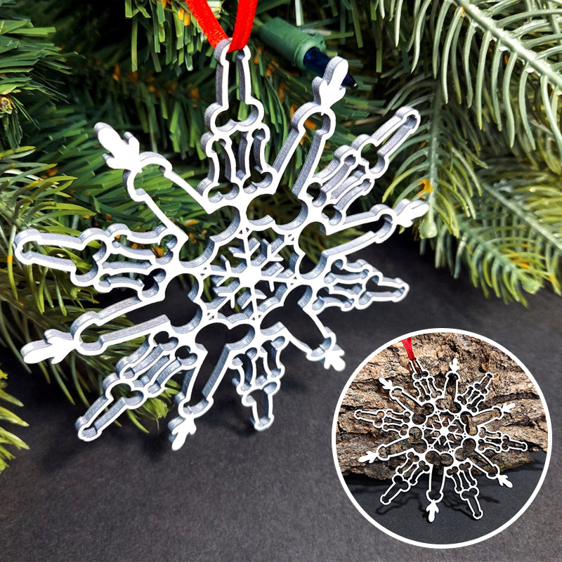 Sparkling snowflake Christmas ornament, silver glitter, festive holiday decor