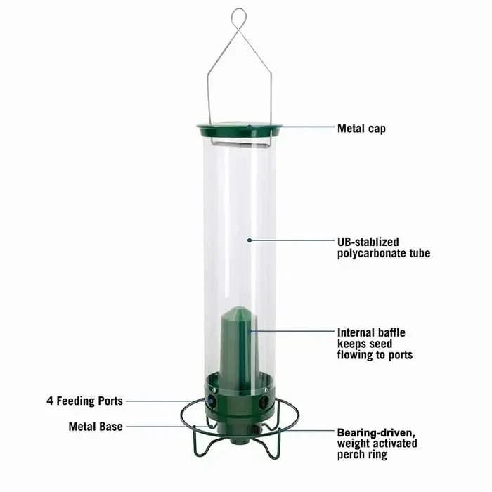Encourage garden birds with this squirrel-proof birdhouse, featuring an innovative rotating perch. Durable wildlife feeder.