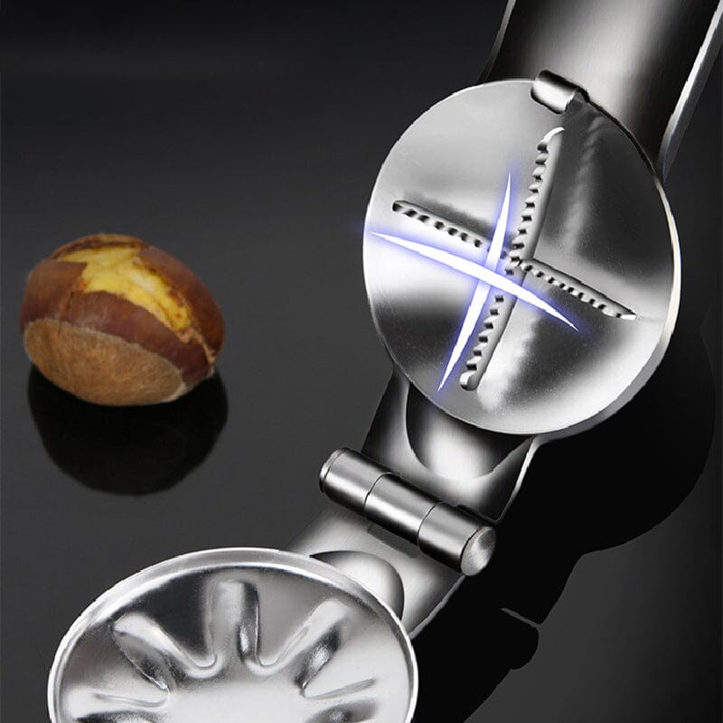 Packaging showcasing the stainless steel chestnut & nut cracker kitchen tool