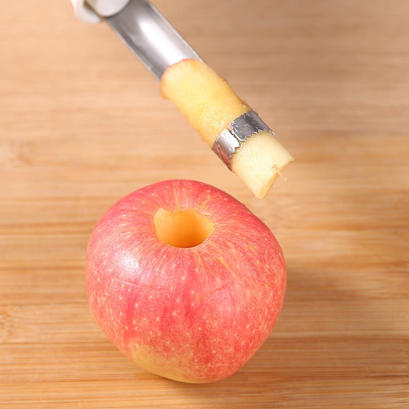 Efficient apple corer, helping to speed up fruit preparation in the kitchen.