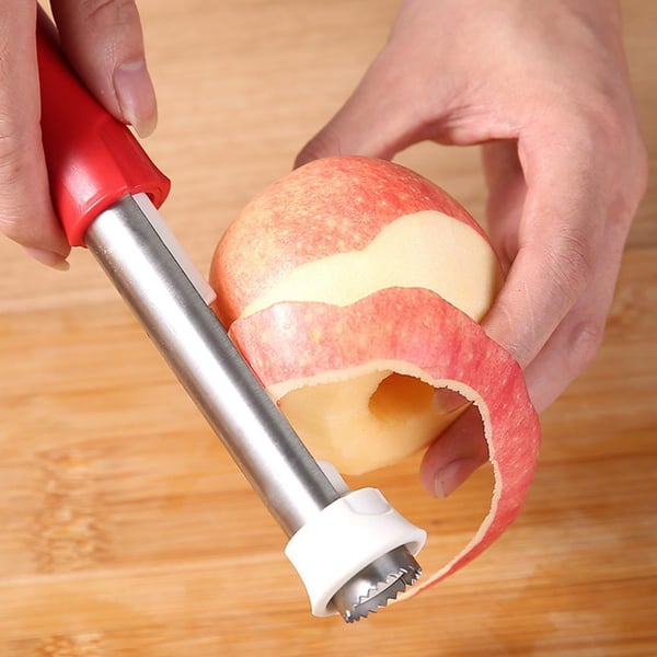 Shiny stainless steel fruit corer, designed for comfortable and safe use.