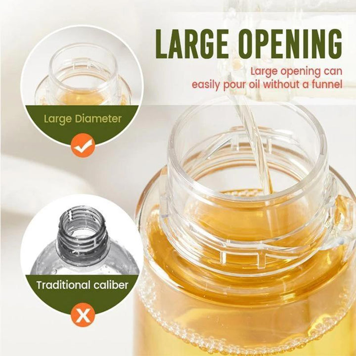 Oil sprayer bottle in use, lightly coating a salad for healthy eating and foodprep