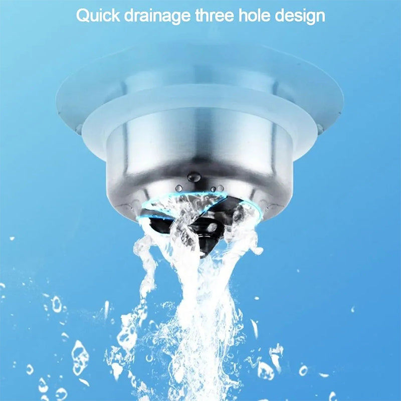 Hands installing stainless steel kitchen sink drain strainer with built-in odor filter