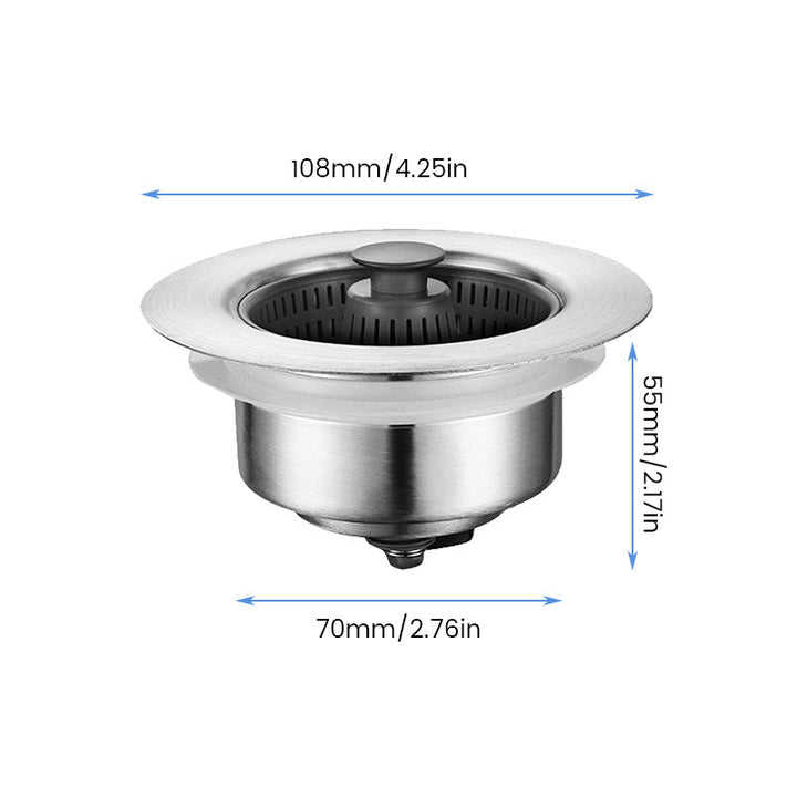 Cleaning a kitchen sink drain strainer and its odor filter component after use