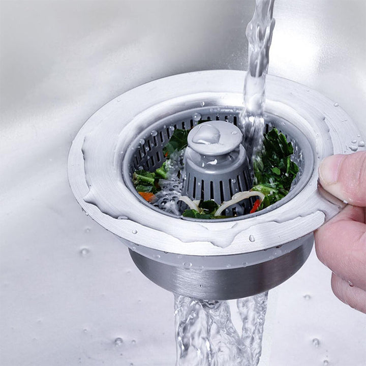 Kitchen sink drain strainer with removable odor filter for easy cleaning & maintenance
