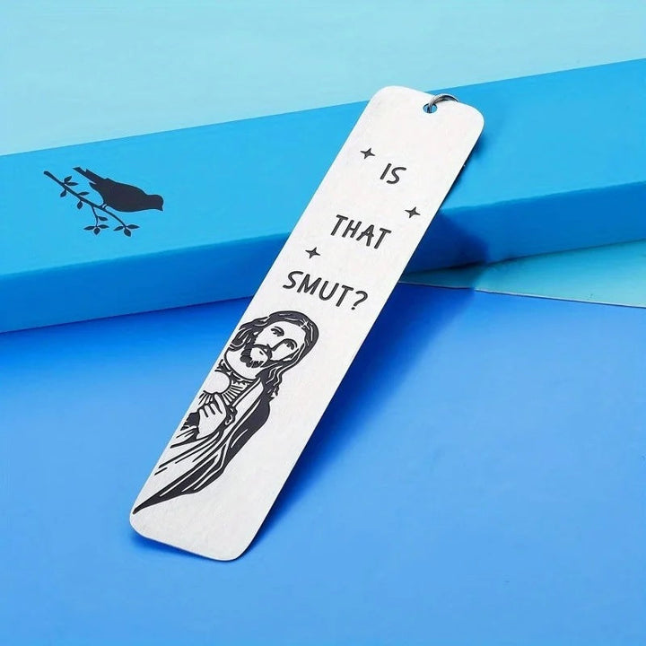 Durable religious stainless steel bookmark, ideal for church event giveaways or personal use.
