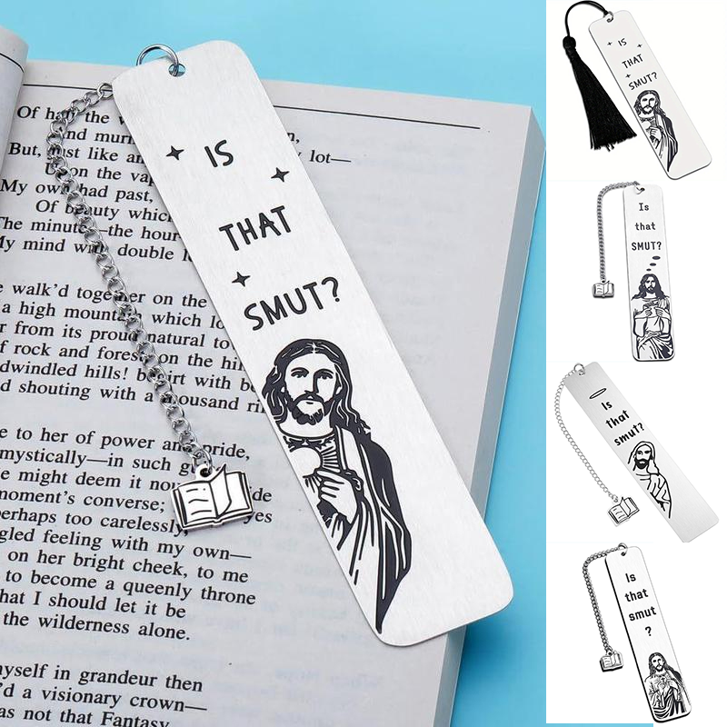 Elegant religious stainless steel bookmark, durable book accessory for avid readers.