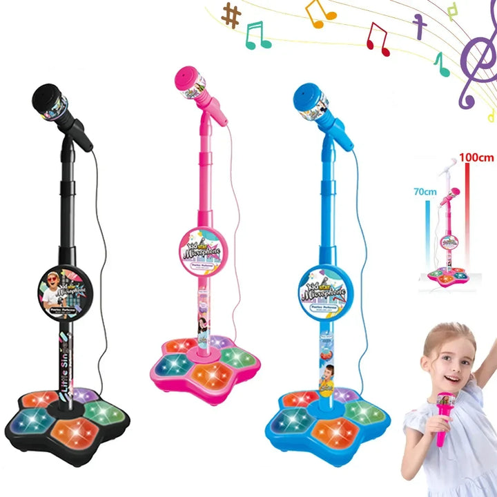 Starvibe Kids' adjustable karaoke microphone set with pink stand, perfect for young singers.