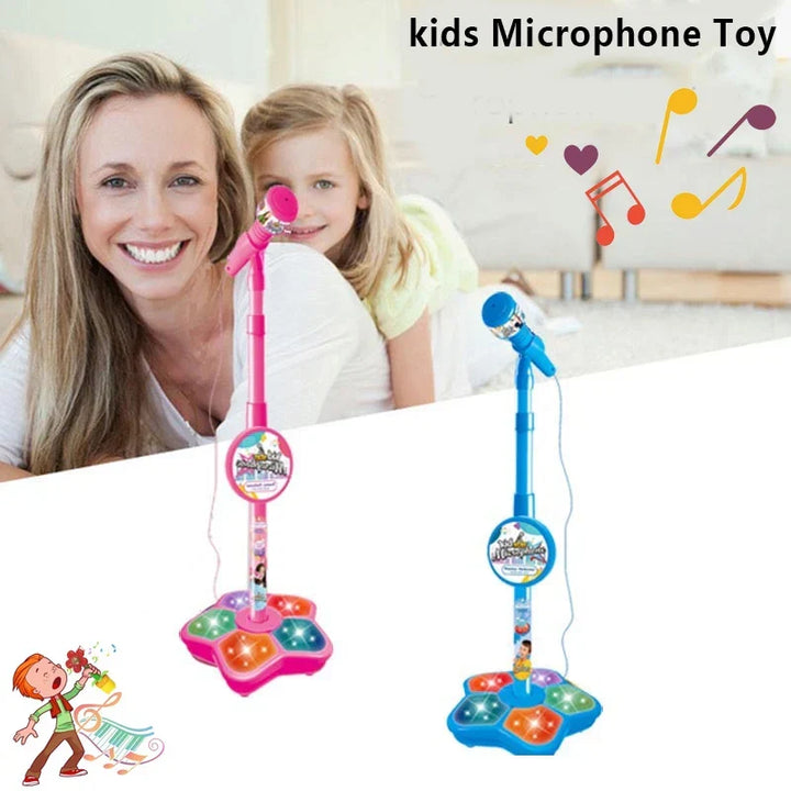 Children's musical toy: adjustable karaoke microphone & stand for fun singing sessions.