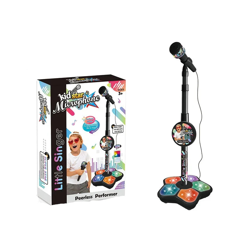 Colorful Starvibe kids karaoke microphone and adjustable stand, fostering a love for singing.