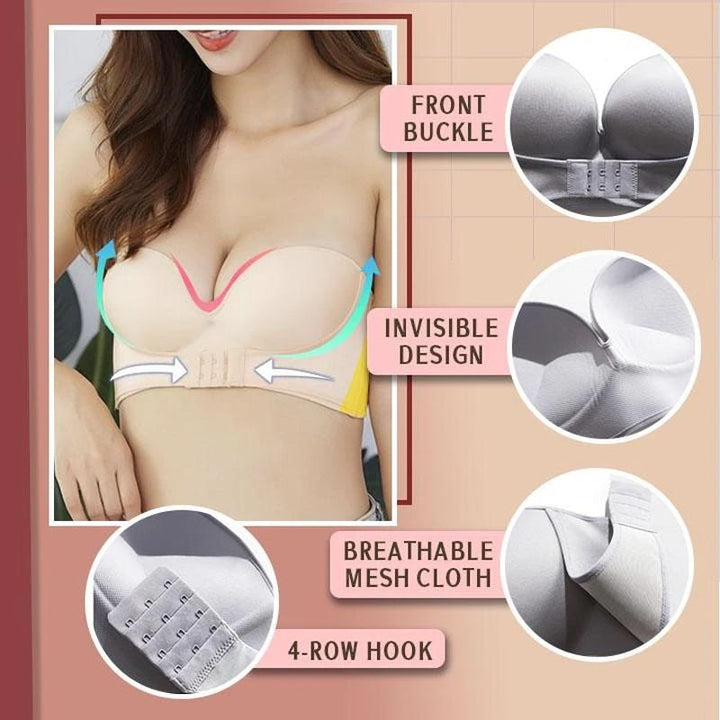 Side view of the strapless push-up bra, emphasizing its smooth, seamless silhouette.