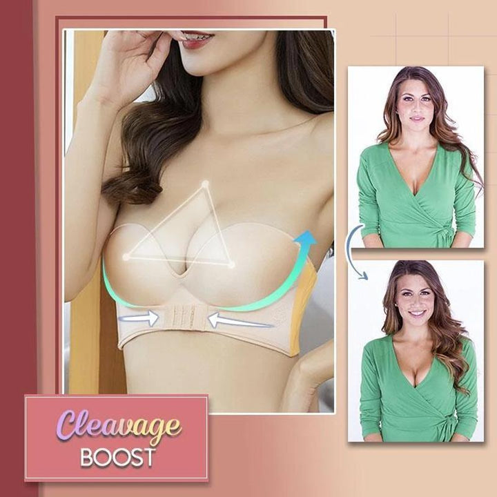 Detail of the soft, breathable fabric used in the women's strapless front buckle bra.