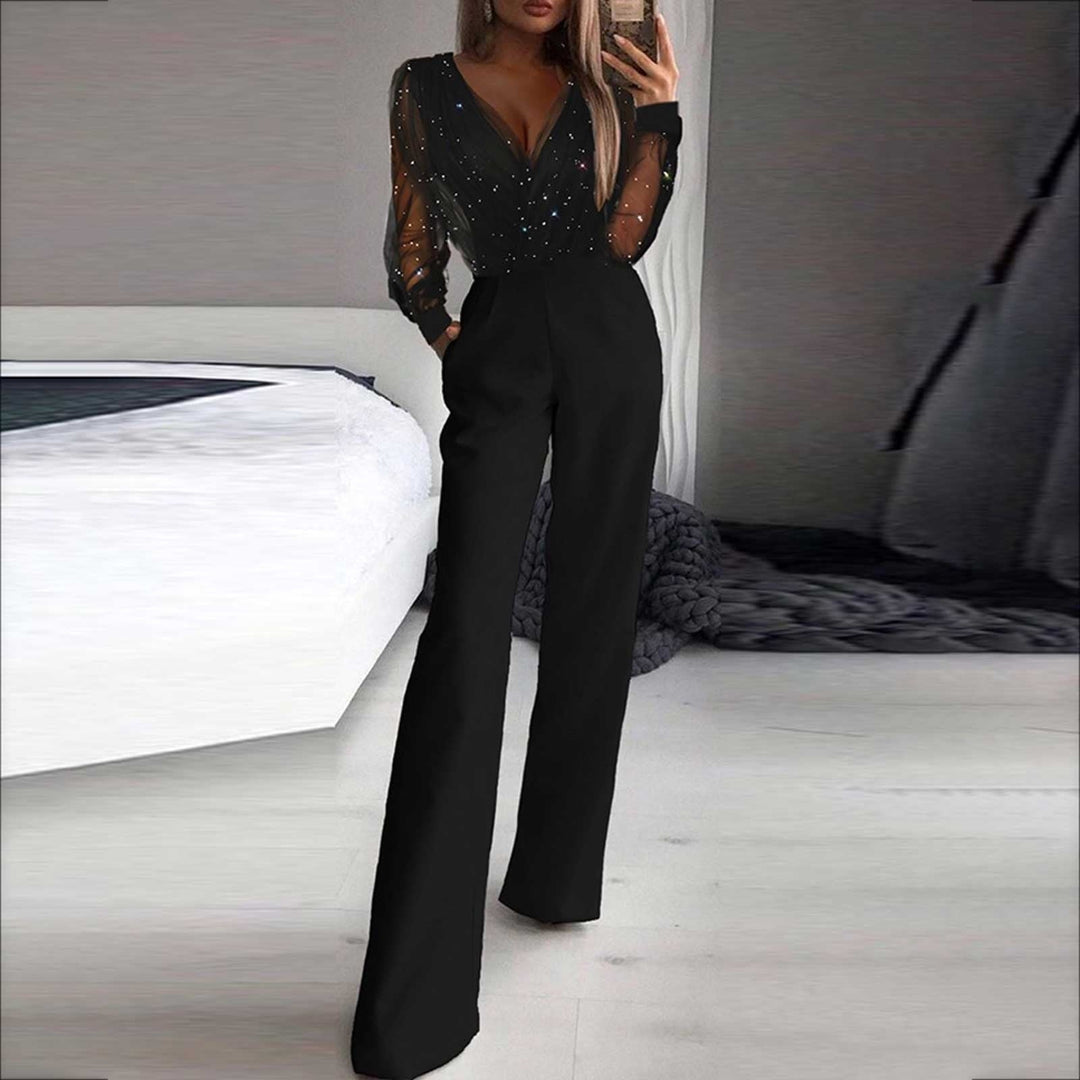 Stylish black women's casual jumpsuit for effortless everyday comfort. Flattering one-piece leisure wear.