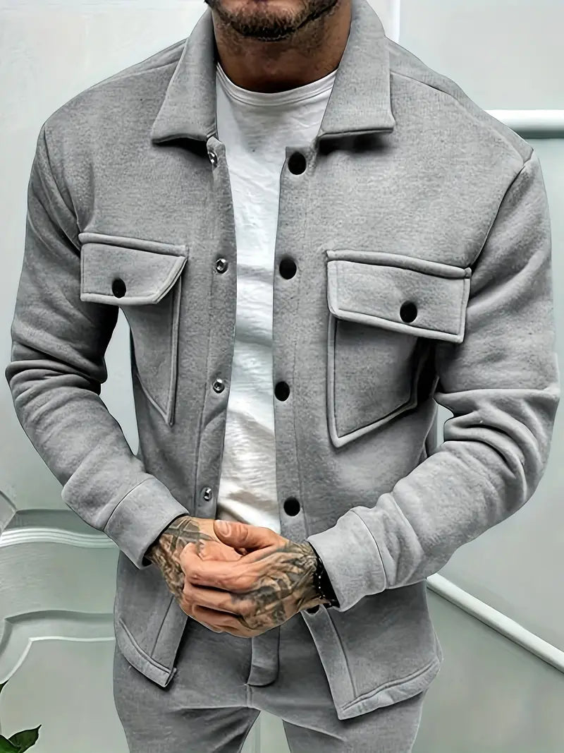 Stylish Men's Joris autumn jacket. Comfortable fit, perfect fall fashion outerwear for casual menswear. Button-up design.