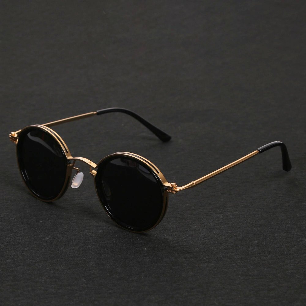 Stylish men's polarized double bridge sunglasses with metal frame for clear vision & UV protection outdoors.