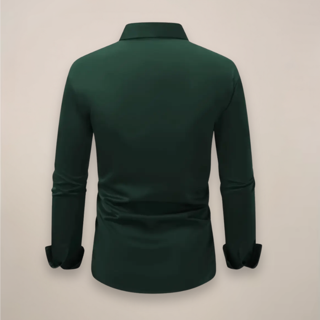 Men's stylish long sleeve button-up shirt, slim-fit and versatile for both casual and formal occasions.