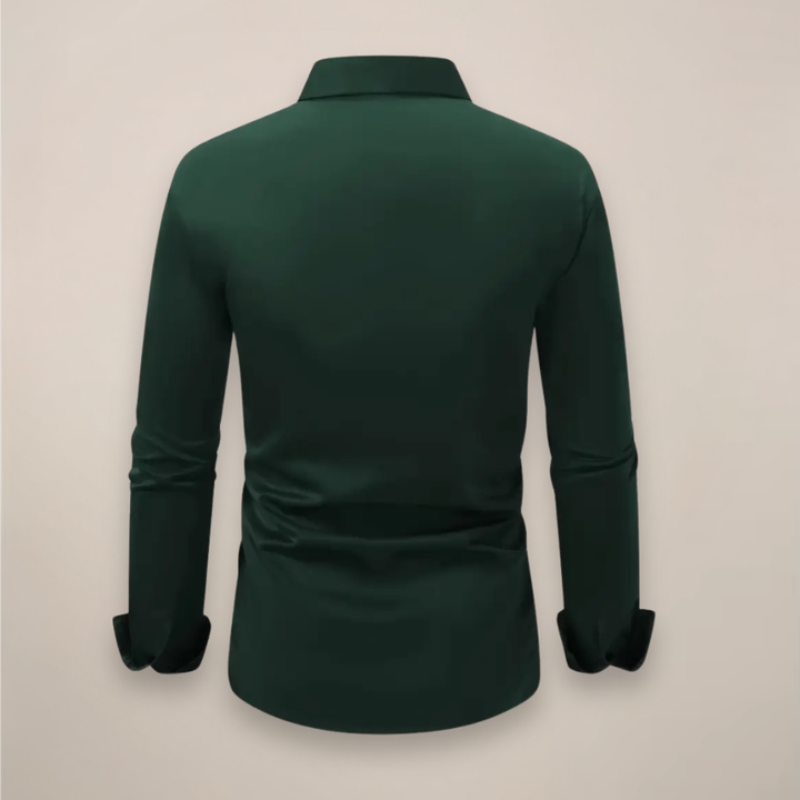 Men's stylish long sleeve button-up shirt, slim-fit and versatile for both casual and formal occasions.