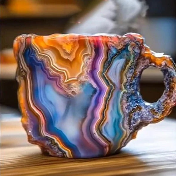 Premium unisex mineral crystal mug for coffee & tea, stylish drinkware, durable & chic home decor.
