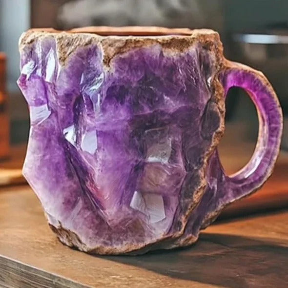 Unisex stylish mineral crystal tea cup, unique gift, elegant drinkware for coffee lovers.