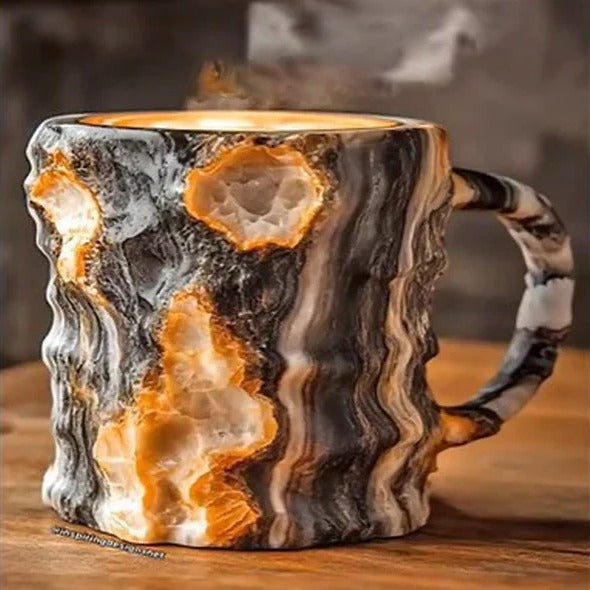 Handcrafted mineral crystal coffee & tea mug, ergonomic design, stylish and heat resistant.
