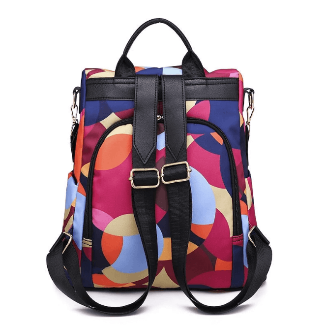 Spacious anti-theft water-resistant backpack for women, ideal for university, school, or daily commute.
