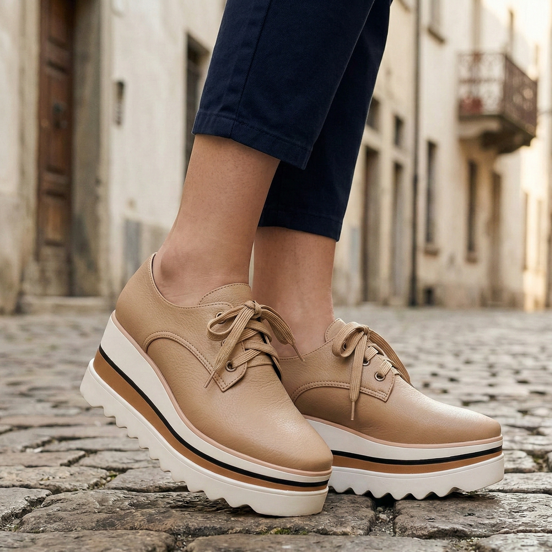 Fashionable women's black platform dress oxfords, offering a stylish look & comfortable fit for work or casual outfits.