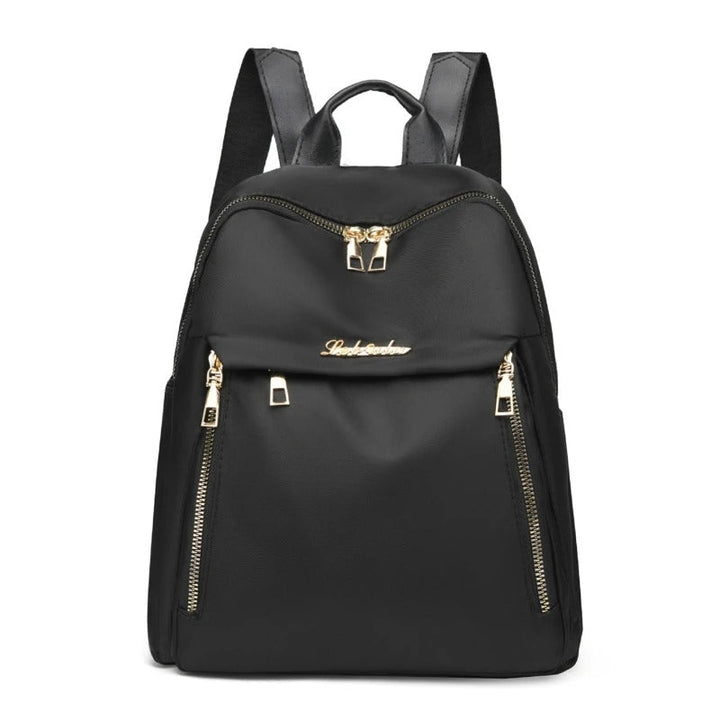 Stylish women's black PU leather travel backpack for daily use & commuting. Versatile fashion shoulder bag.