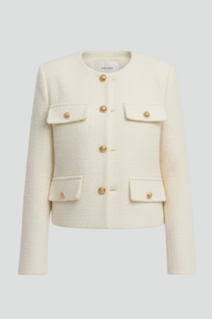 Stylish women's cropped jacket with a button front, perfect for casual chic and daily wear.