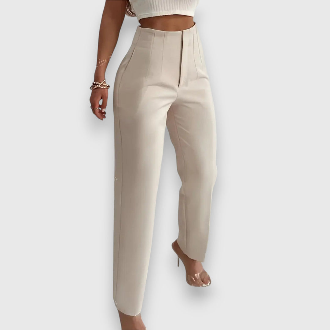 Stylish women's high-waisted straight leg dress pants, perfect for professional office wear & business casual looks.