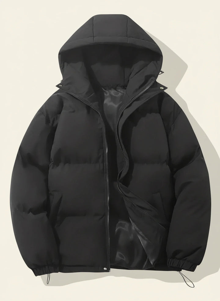 Stylish women's hooded puffer jacket, perfect for winter warmth and fashion in cold weather.
