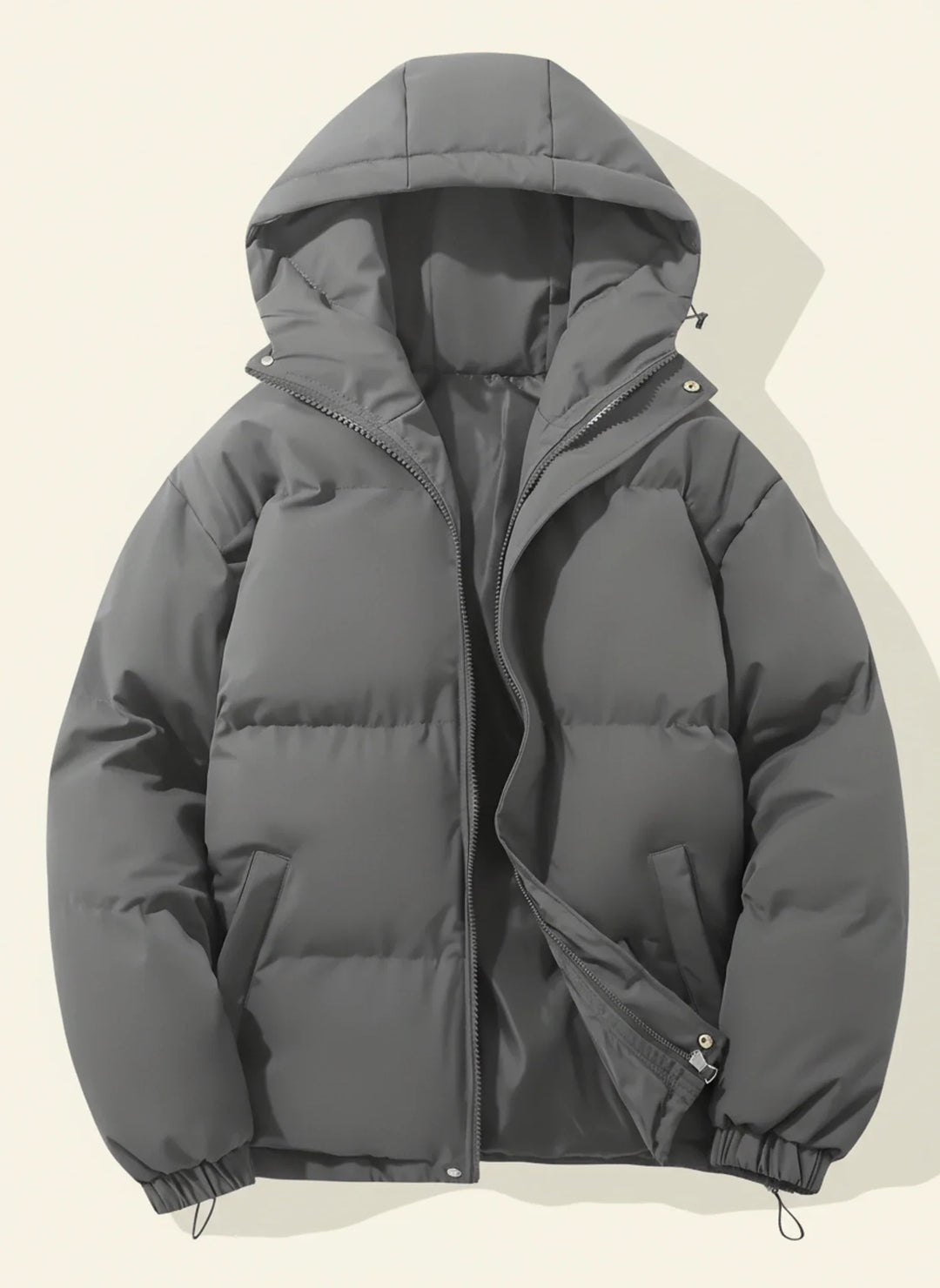 Premium women's hooded puffer winter jacket, combining insulated warmth with modern style for cold weather.