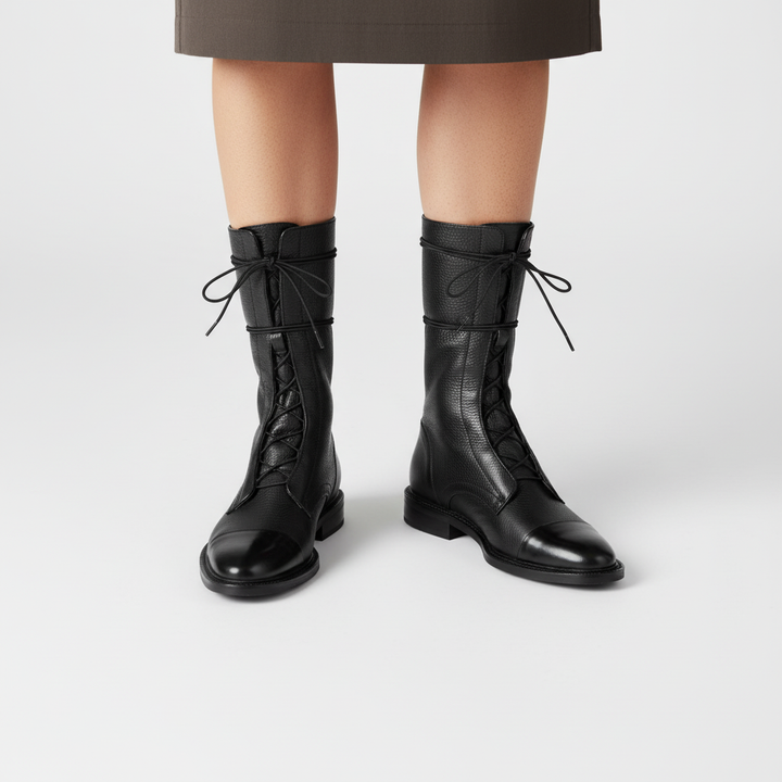 Christine women's stylish high lace-up boots, perfect for a chic autumn/winter look, offering comfort & support.