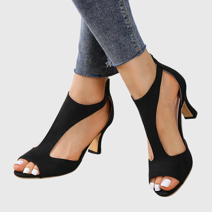 Elegant slip-on orthopedic heels for women, ensuring all-day comfort with fashion-forward design.
