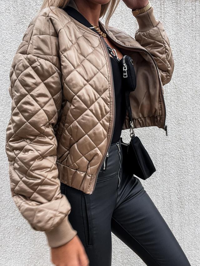 Versatile women's padded bomber jacket, great for fall & spring. Casual, stylish everyday outerwear.