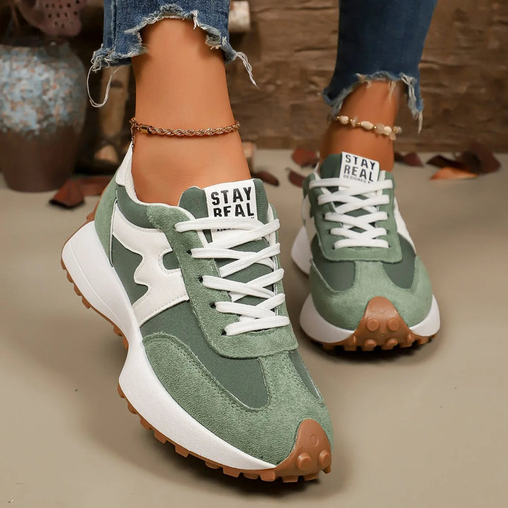 Stylish women's platform lace-up fashion sneakers, comfy for active and casual wear.