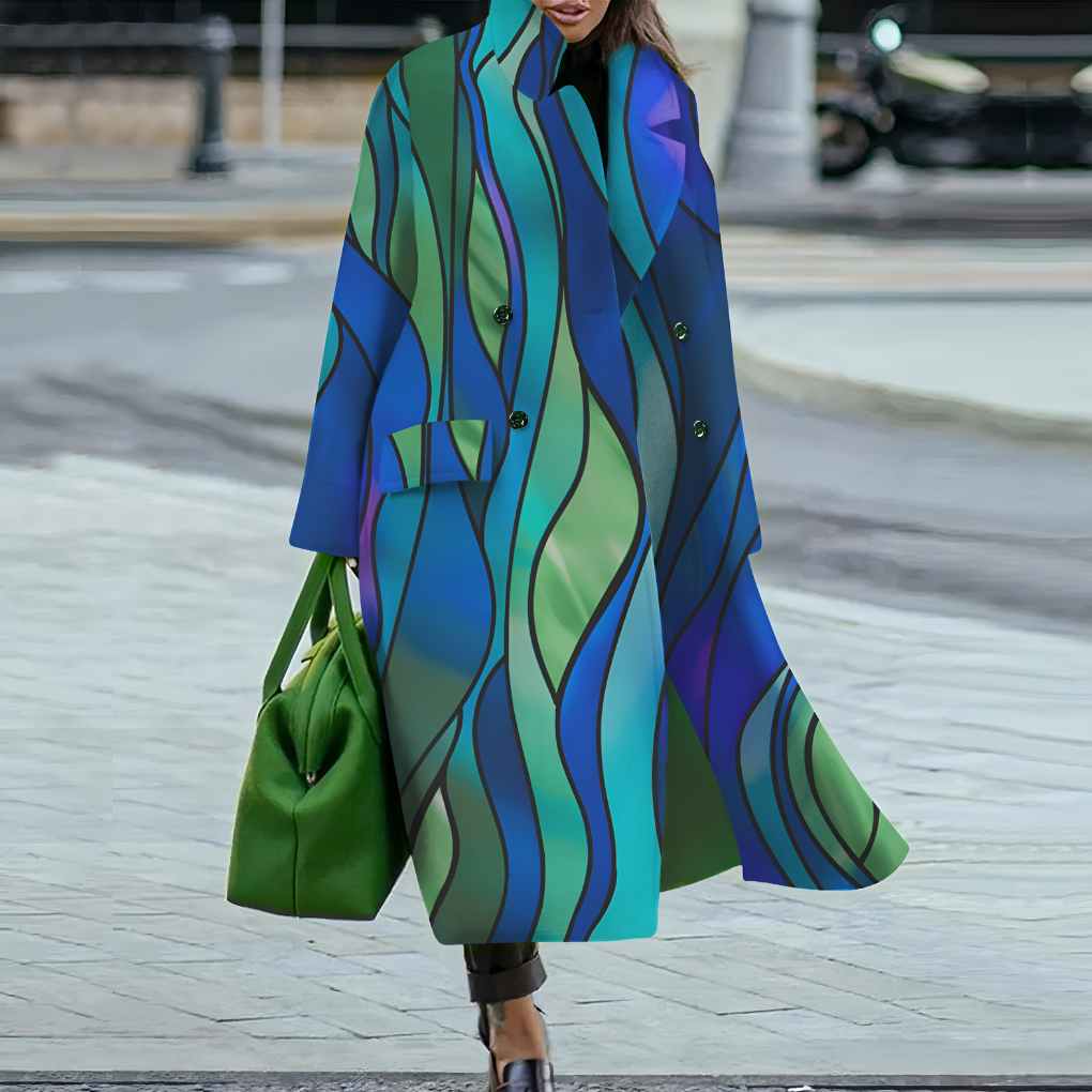 Loose fit women's waterproof long rain coat, a stylish and protective outerwear choice.
