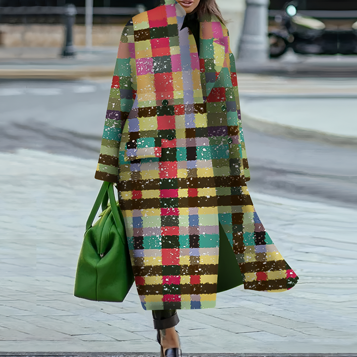 Rainy day essential: Women's long waterproof coat with stylish button closure & loose fit.