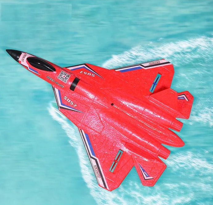 SU35 RC fighter jet with bright LED lights, perfect for night flights. Durable foam plane for kids & adults.