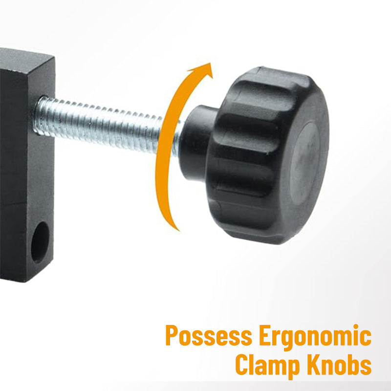 Versatile T-Track Clamp tool set for various workshop accessories and securing tasks.