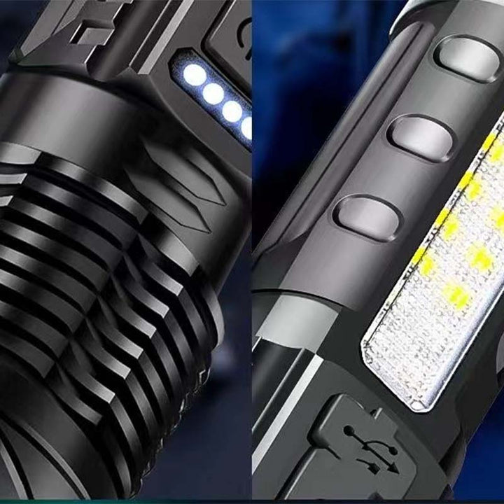 Portable tactical flashlight with advanced white laser technology, bright and reliable outdoor tool