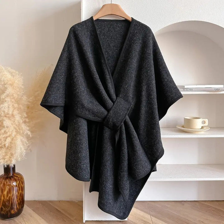 Stylish taupe windproof wrap scarf for women. Soft microfiber provides elegant warmth in winter.