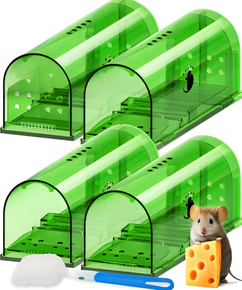 Tavvita 4-pack humane mouse traps for live catch & release. Safe, reusable pest control for home & garden.